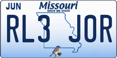 MO license plate RL3J0R