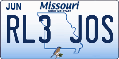 MO license plate RL3J0S
