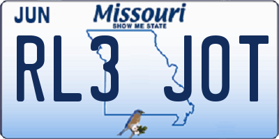 MO license plate RL3J0T