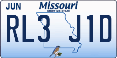 MO license plate RL3J1D