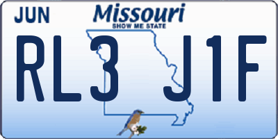MO license plate RL3J1F