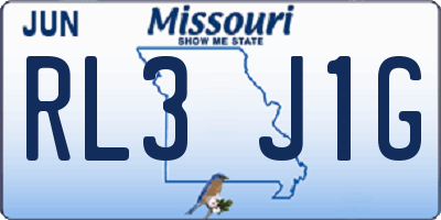 MO license plate RL3J1G