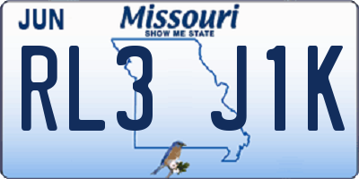 MO license plate RL3J1K