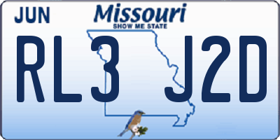 MO license plate RL3J2D