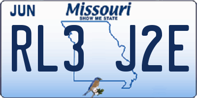MO license plate RL3J2E