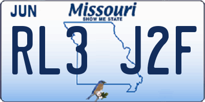 MO license plate RL3J2F