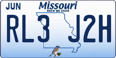 MO license plate RL3J2H
