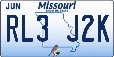 MO license plate RL3J2K