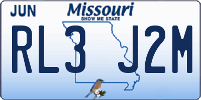 MO license plate RL3J2M
