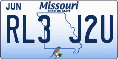 MO license plate RL3J2U
