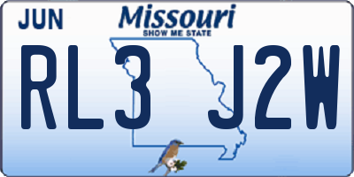 MO license plate RL3J2W