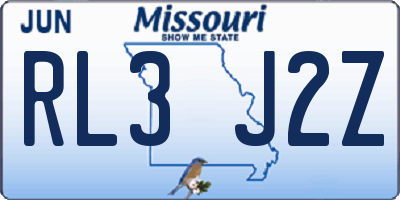 MO license plate RL3J2Z