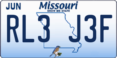 MO license plate RL3J3F