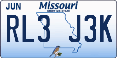 MO license plate RL3J3K