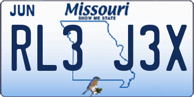 MO license plate RL3J3X
