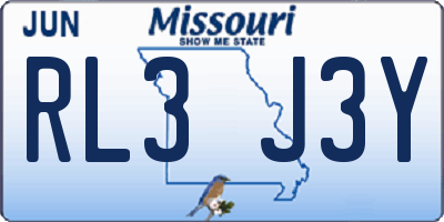MO license plate RL3J3Y