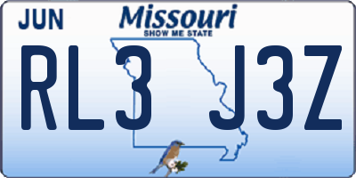 MO license plate RL3J3Z