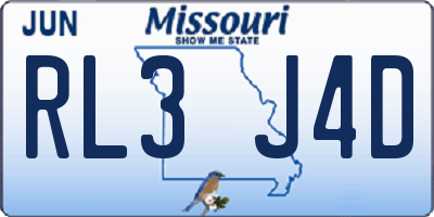 MO license plate RL3J4D