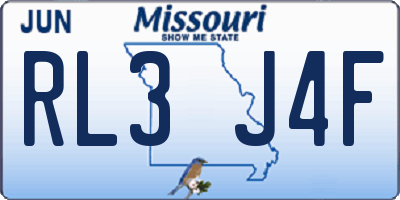 MO license plate RL3J4F