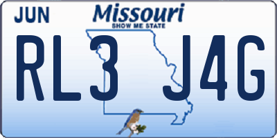 MO license plate RL3J4G