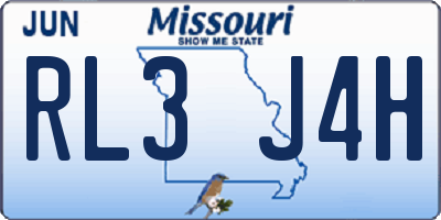 MO license plate RL3J4H
