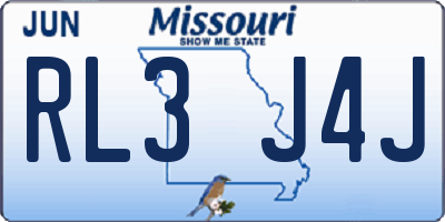 MO license plate RL3J4J