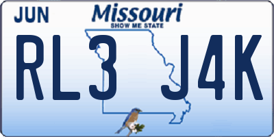 MO license plate RL3J4K