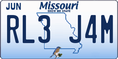 MO license plate RL3J4M