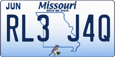 MO license plate RL3J4Q