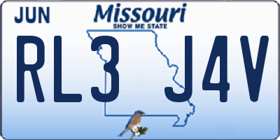 MO license plate RL3J4V