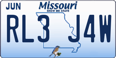 MO license plate RL3J4W