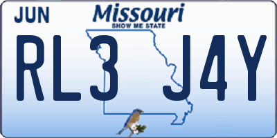 MO license plate RL3J4Y