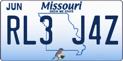 MO license plate RL3J4Z