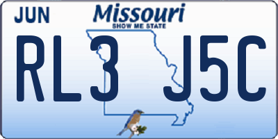 MO license plate RL3J5C