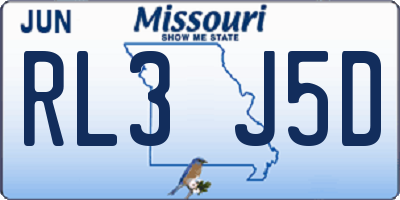 MO license plate RL3J5D