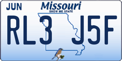 MO license plate RL3J5F