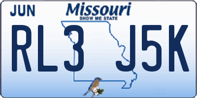 MO license plate RL3J5K