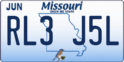 MO license plate RL3J5L