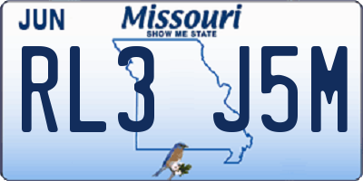 MO license plate RL3J5M
