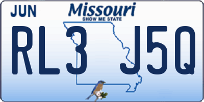 MO license plate RL3J5Q
