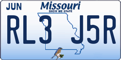 MO license plate RL3J5R