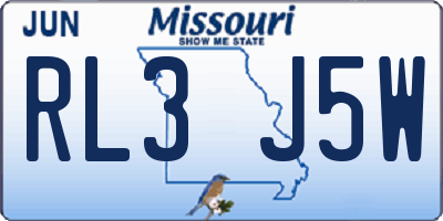 MO license plate RL3J5W