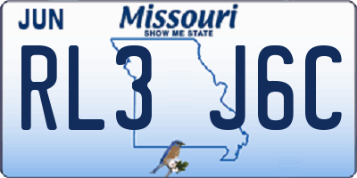 MO license plate RL3J6C