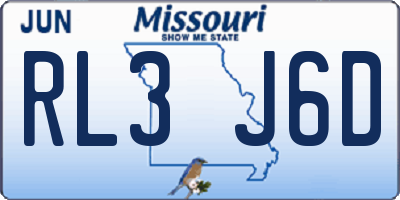 MO license plate RL3J6D