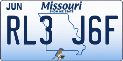 MO license plate RL3J6F