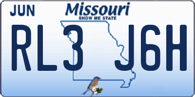 MO license plate RL3J6H