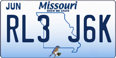 MO license plate RL3J6K