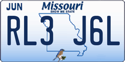 MO license plate RL3J6L