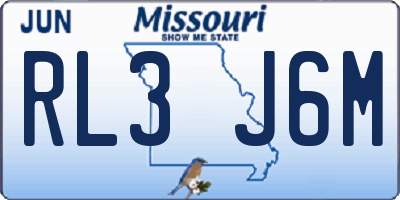 MO license plate RL3J6M