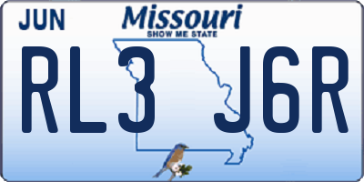 MO license plate RL3J6R